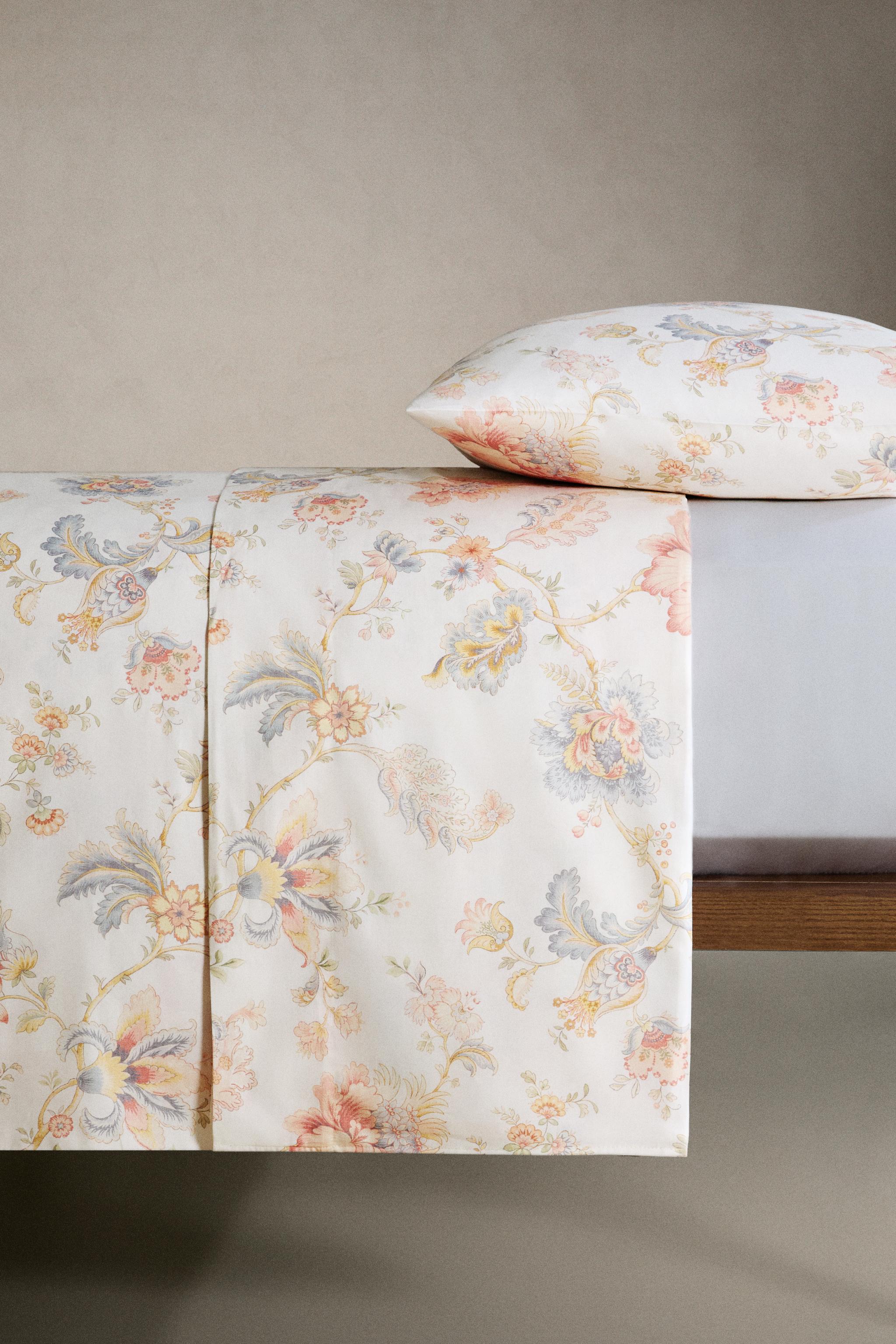 FLORAL PRINT SATEEN FLAT SHEET